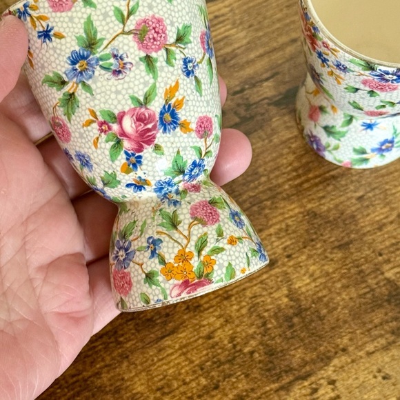 Vintage Royal Winton Old Cottage Chintz Double Egg Cups - Picture 3 of 6